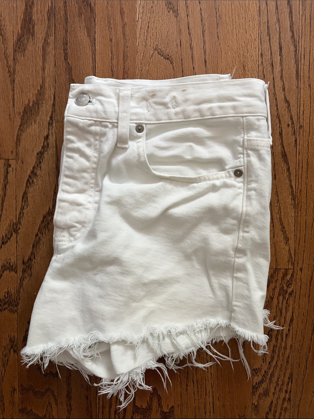 Madewell White Frayed Denim Shorts